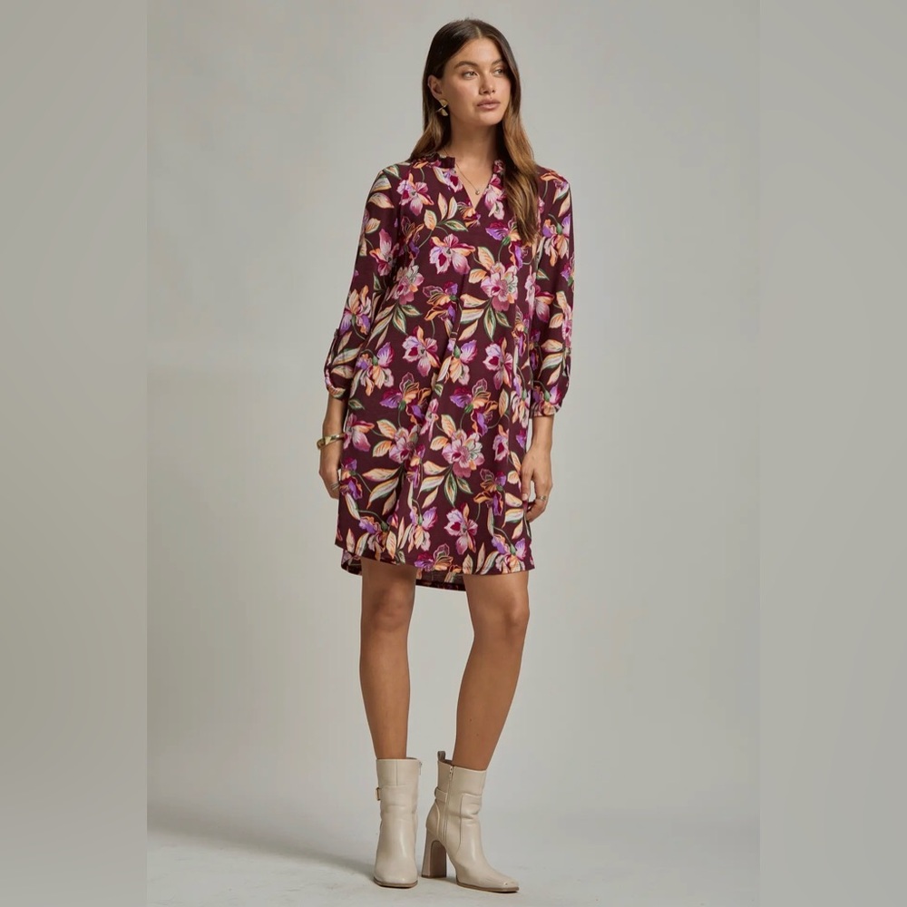 Dear Scarlett Floral Print Dress in Purple - Picture 5 of 5